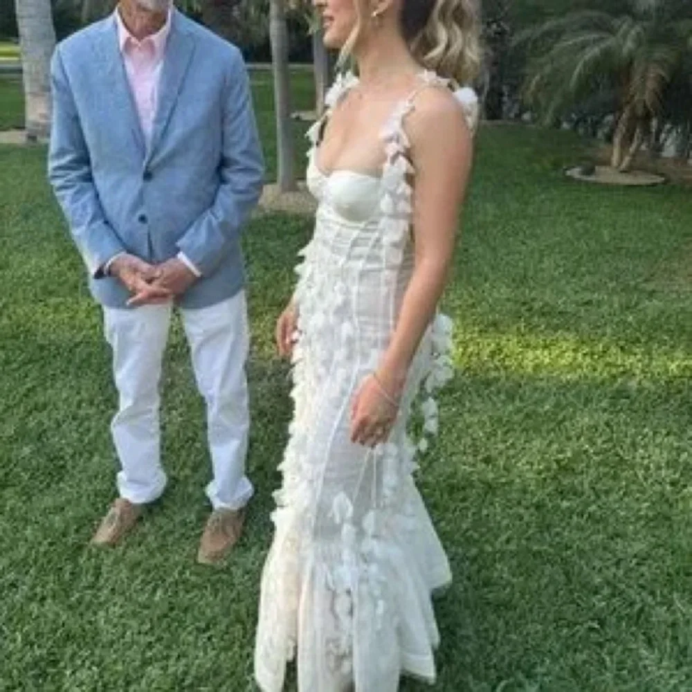 NWT ZIMMERMANN Petal Appliqué Linen Silk Corset Gown White Midi Dress Size 1 - Picture 5 of 16